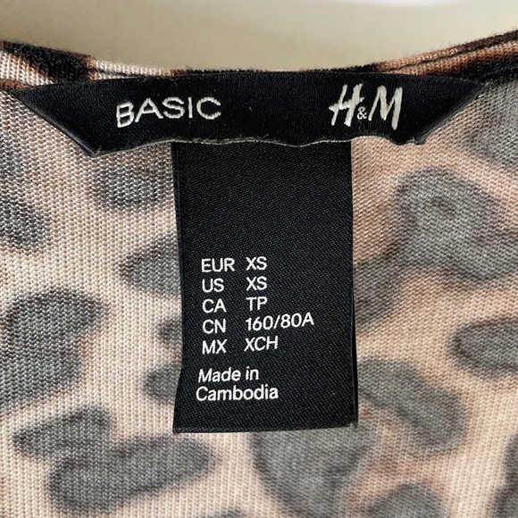 H&M Soft Brown and Cream Leopard Print Tank Bodycon Maxi Dress - Size XS - Picture 10 of 12